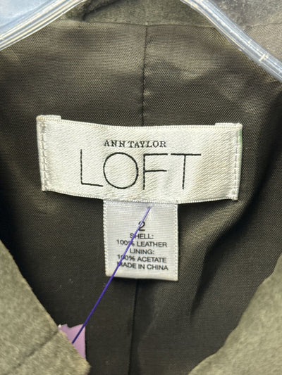 Loft Women's Size 2 Olive Green Leather Jacket