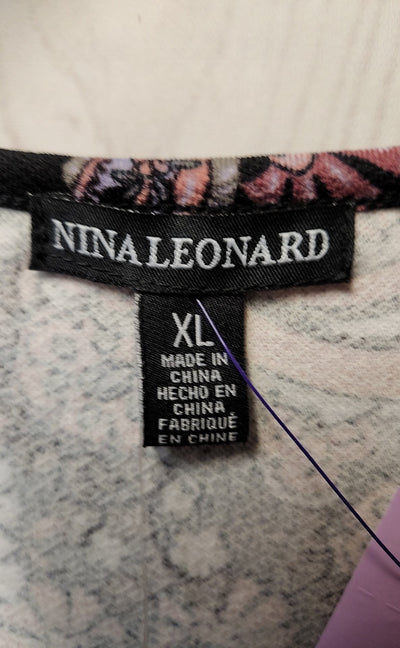 NWT Nina Leonard Women's Size XL Black & Purple Dress