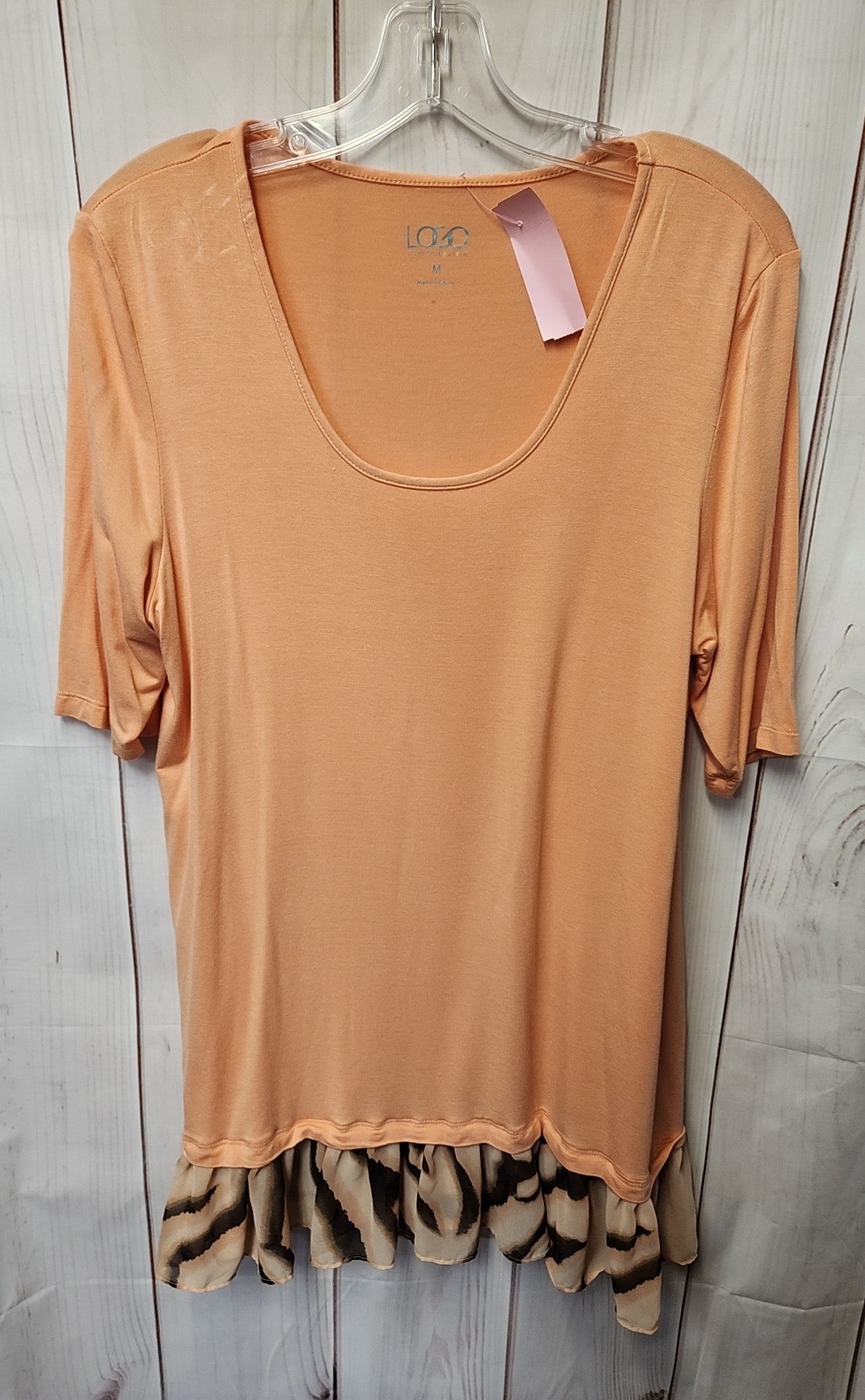 Logo Women's Size M Peach Short Sleeve Top