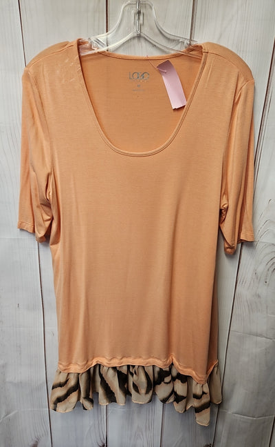 Logo Women's Size M Peach Short Sleeve Top