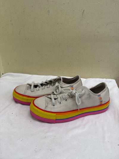 Converse Women's Size 8-1/2 Off-White Platform Pride Sneakers Shoes