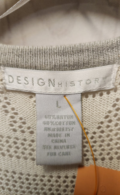 Design History Women's Size L White & Gray Cardigan