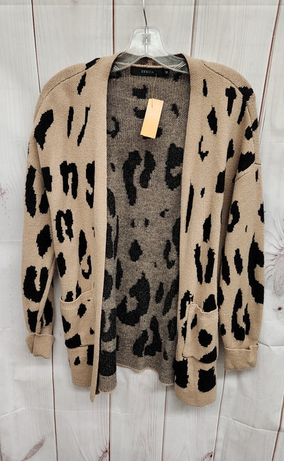 Zesica Women's Size M Tan Animal Print Cardigan