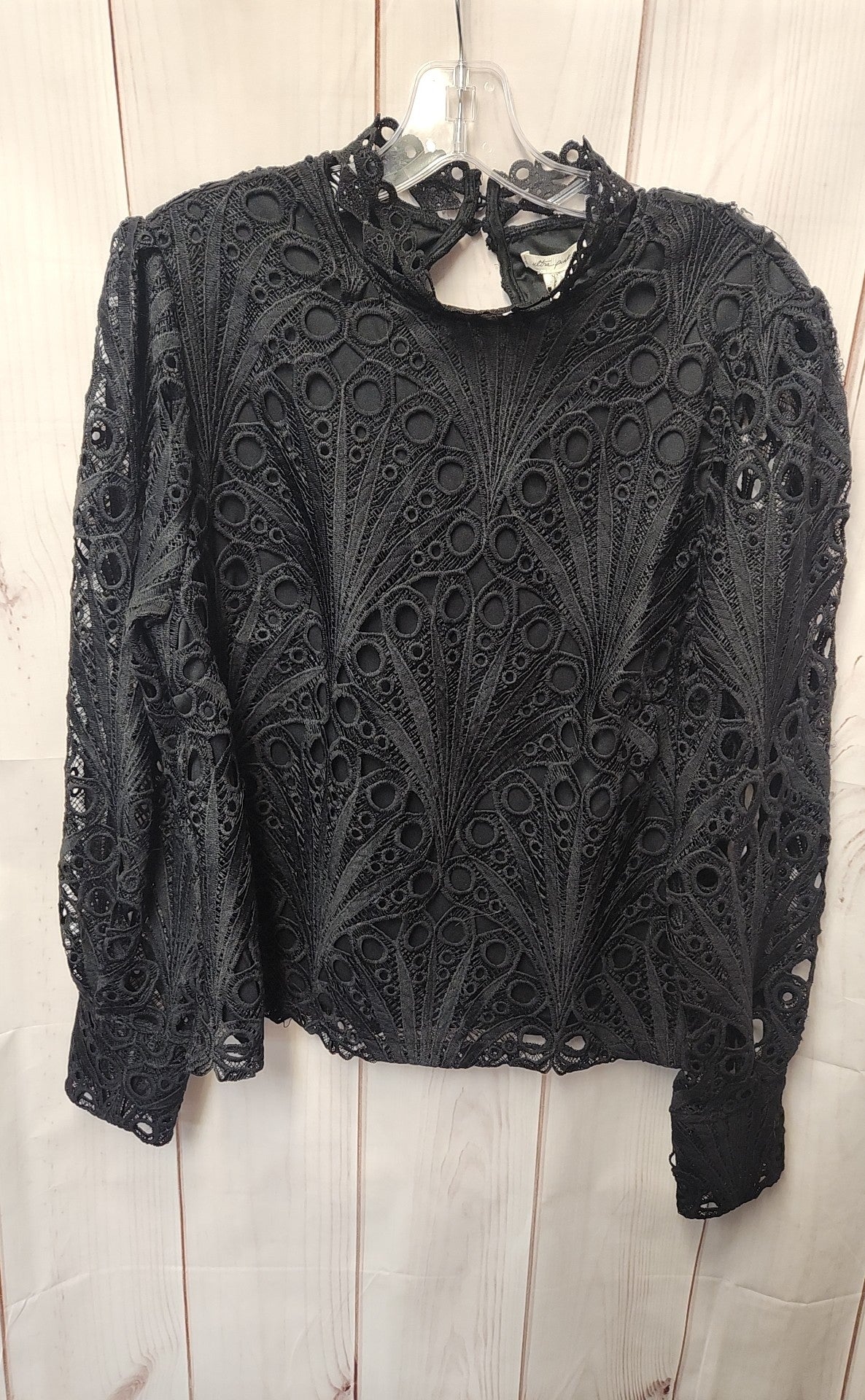 Ultra Pink Women's Size L Black Lace Long Sleeve Top