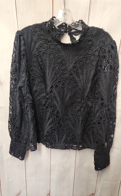Ultra Pink Women's Size L Black Lace Long Sleeve Top