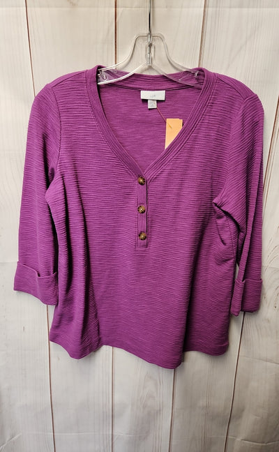 J Jill Women's Size XS Petite Purple 3/4 Sleeve Top