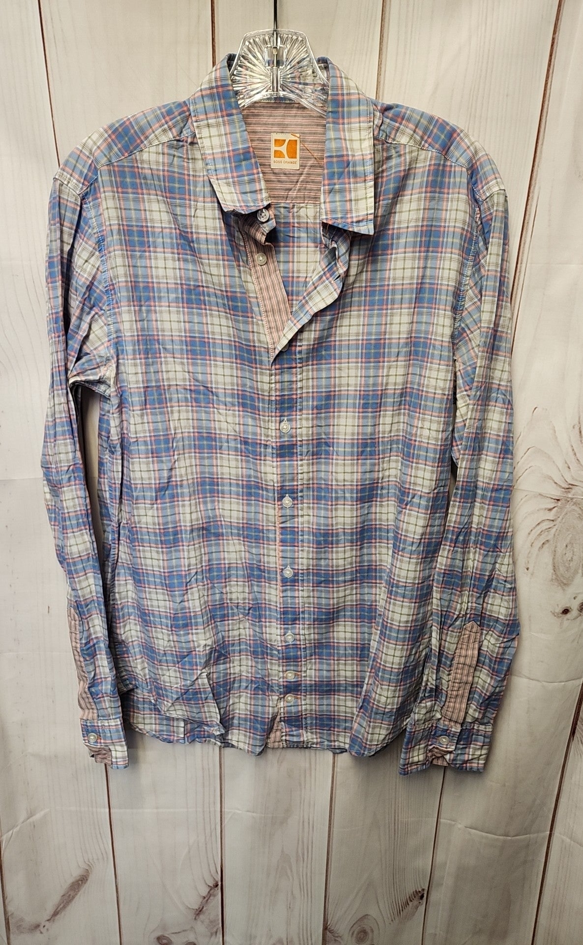 As Is - Wrinkled - Boss Orange  Men's Size M Blue Shirt