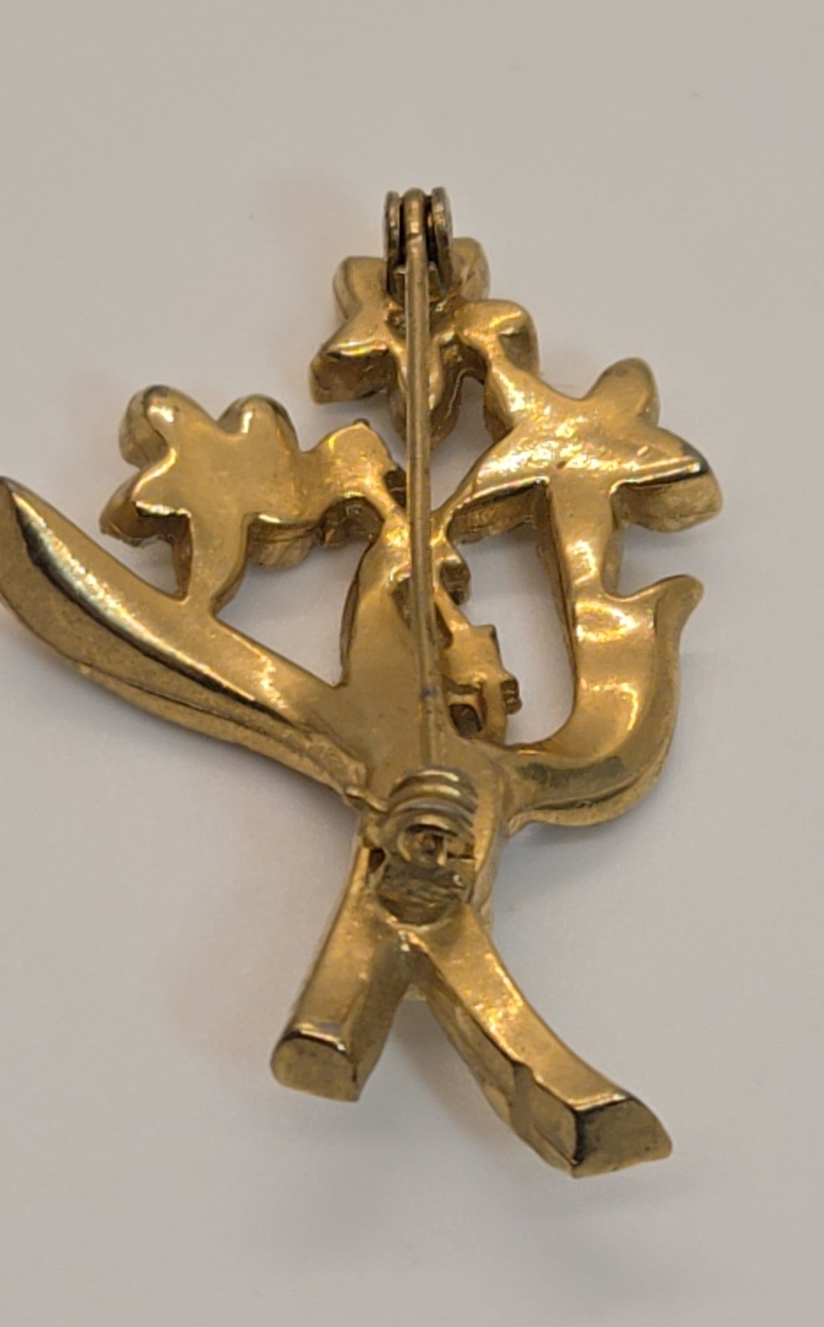 Gold Floral Brooch Pin
