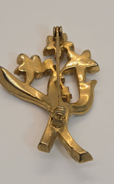 Gold Floral Brooch Pin