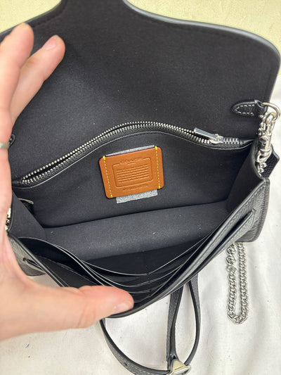 NWT Coach Tabby Chain Clutch Black Leather Purse Bag