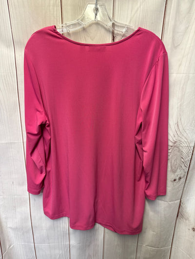 Susan Graver Women's Size L Pink 3/4 Sleeve Top