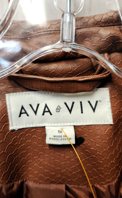 Ava & Viv Women's Size 1X Brown Coat