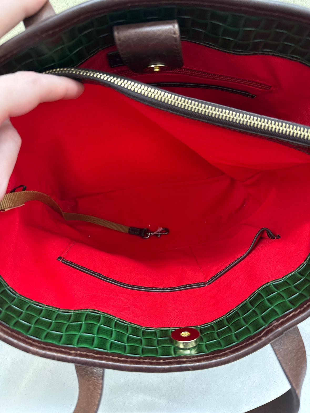 Dooney & Bourke Green Embossed Leather Tote Bag