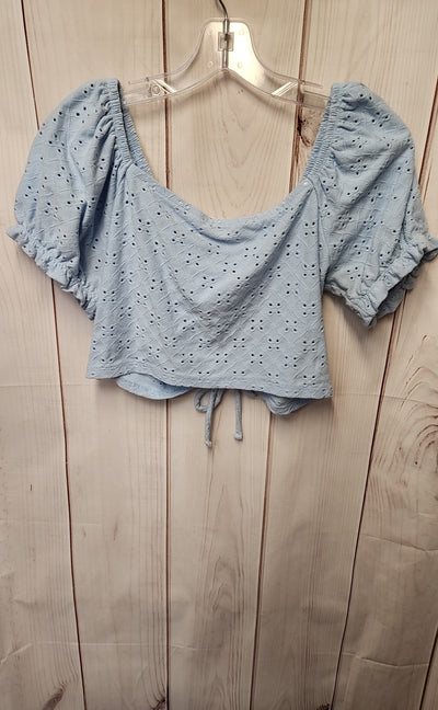 So Women's Size L Blue Short Sleeve Top
