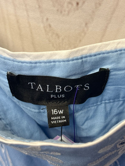 NWT Talbots Women's Size 16 Light Blue Embroidered Floral Skirt