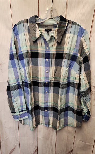 Talbots Women's Size 1X Blue Long Sleeve Top