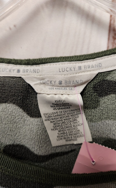 Lucky Brand Women's Size XS Green Camo Short Sleeve Top