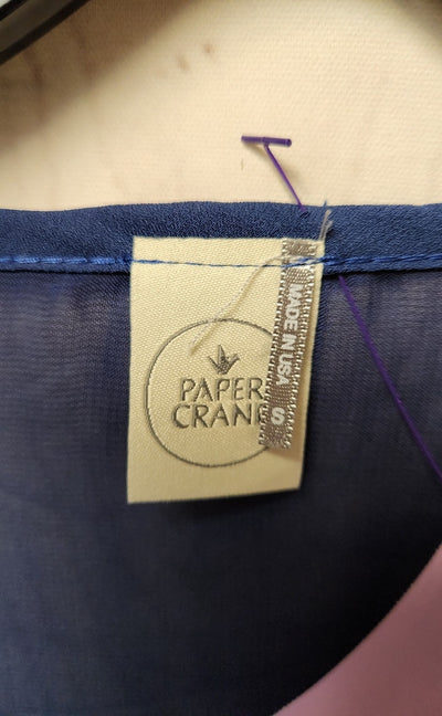 Paper Crane Women's Size S Blue & Brown 3/4 Sleeve Top