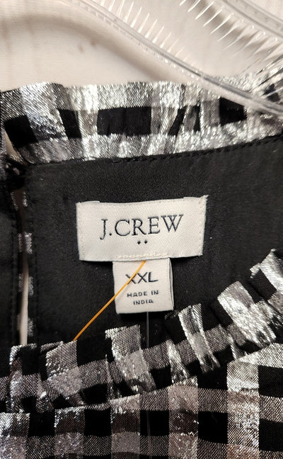 J Crew Women's Size XXL Black & Silver Short Sleeve Top