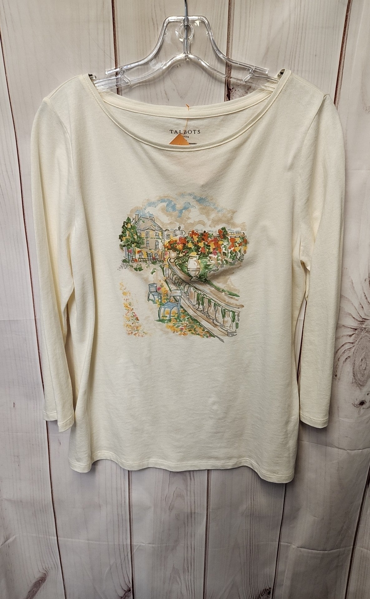 Talbots Women's Size L Petite White 3/4 Sleeve Top