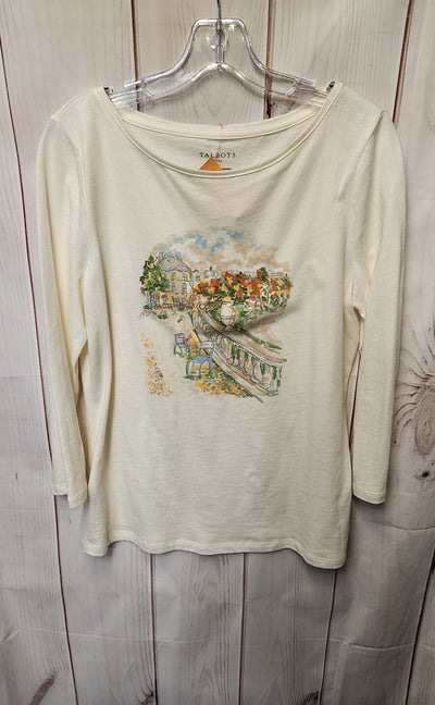 Talbots Women's Size L Petite White 3/4 Sleeve Top