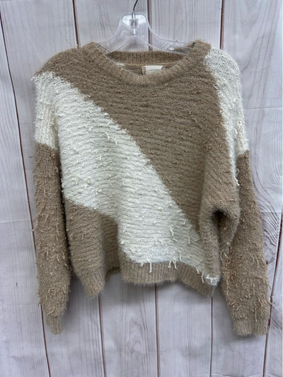 Altar'd State Women's Size M White & Tan Sweater