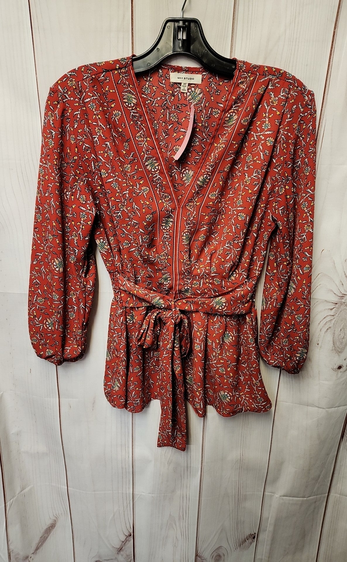 Max Studio Women's Size XS Red Floral 3/4 Sleeve Top