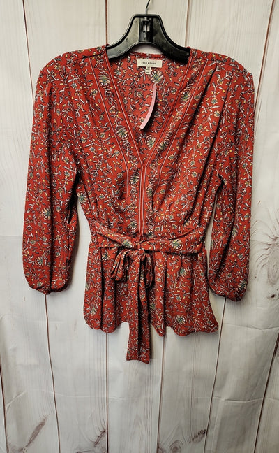 Max Studio Women's Size XS Red Floral 3/4 Sleeve Top