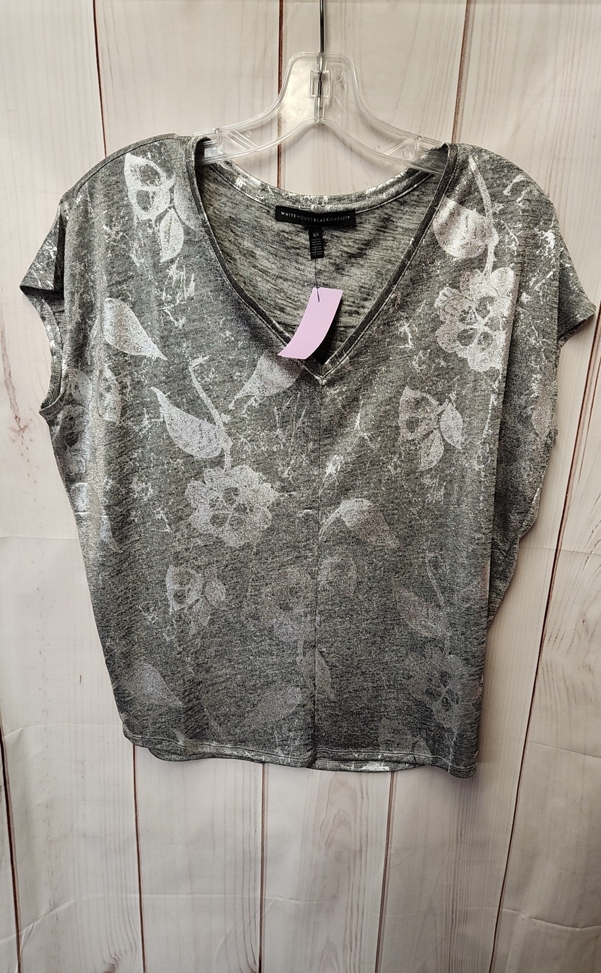 White House Black Market Women's Size XS Silver Short Sleeve Top