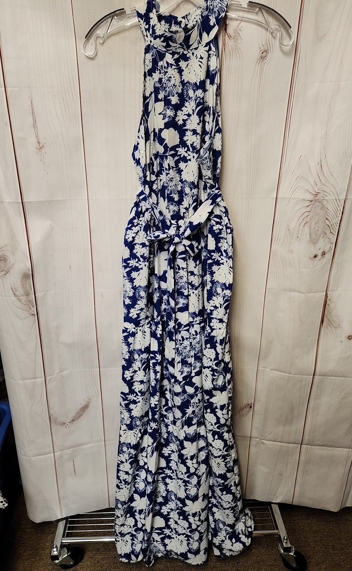 Floral Blooming Women's Size M Blue & White Floral Dress