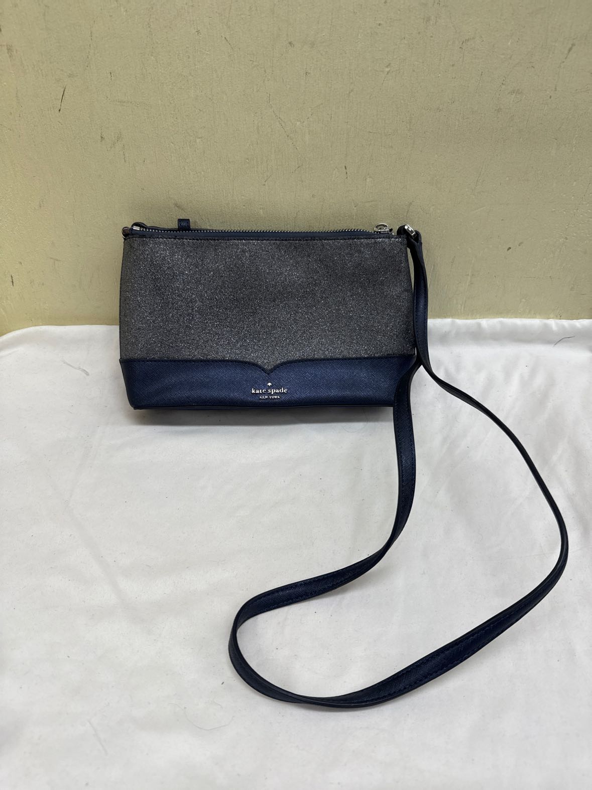Kate Spade Lola Glitter Crossbody Silver Purse Bag