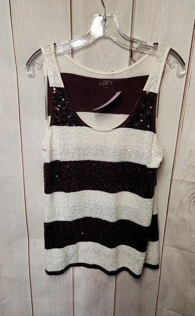 Loft Women's Size M White & Purple Sequined Sleeveless Top