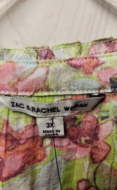 Zac & Rachel Women's Size 3X Green & Pink Floral Long Sleeve Top
