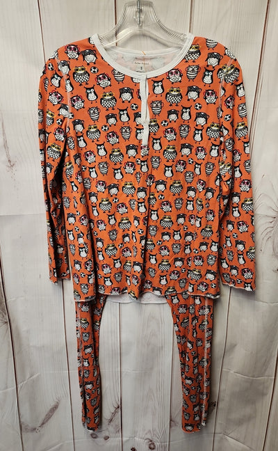 Roller Rabbit Women's Size S Fall Owl Halloween Orange Pajamas Top & Pants