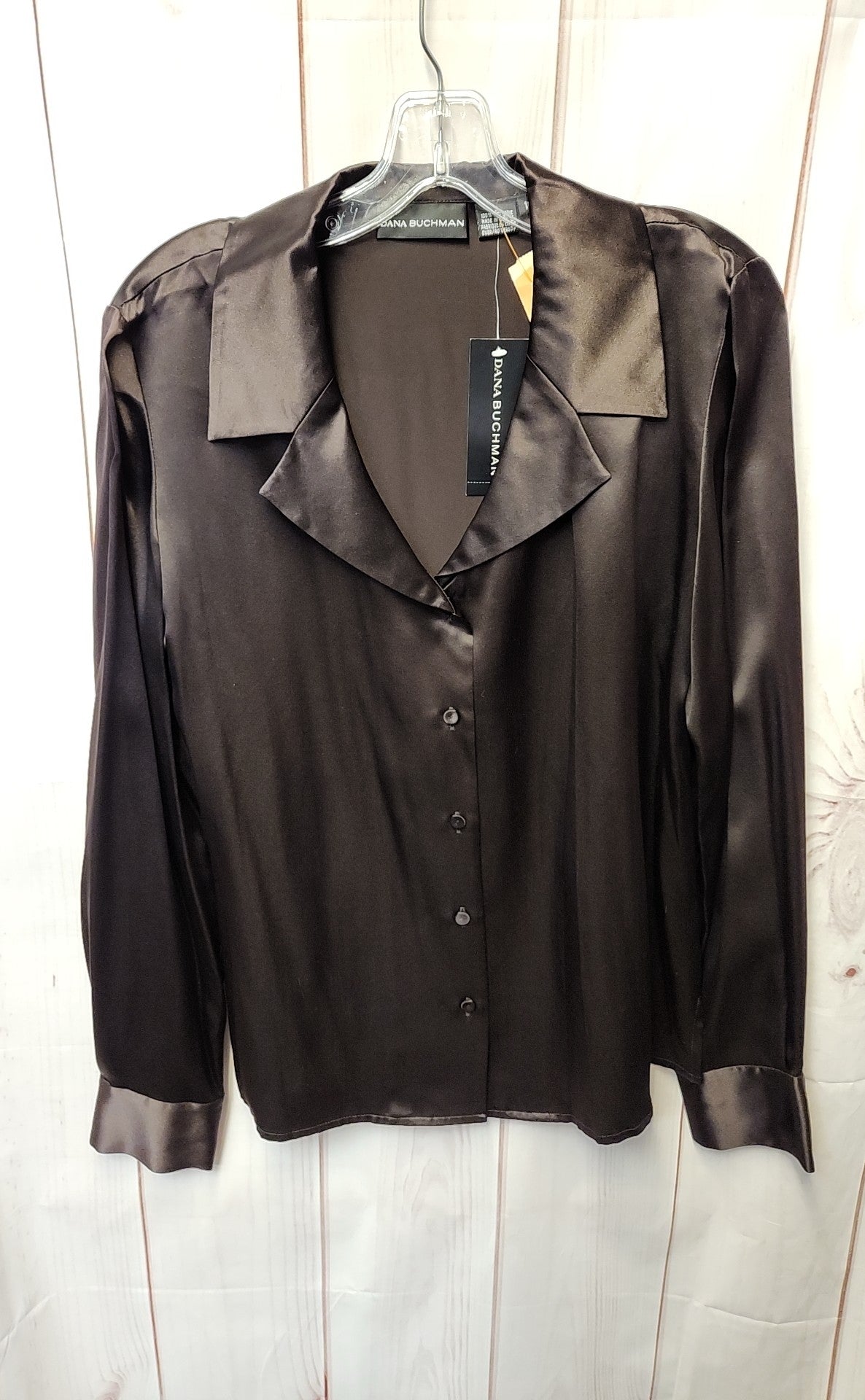 NWT Dana Buchman Women's Size 10 Brown Silk Long Sleeve Top