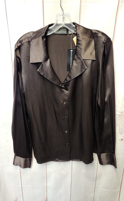 NWT Dana Buchman Women's Size 10 Brown Silk Long Sleeve Top