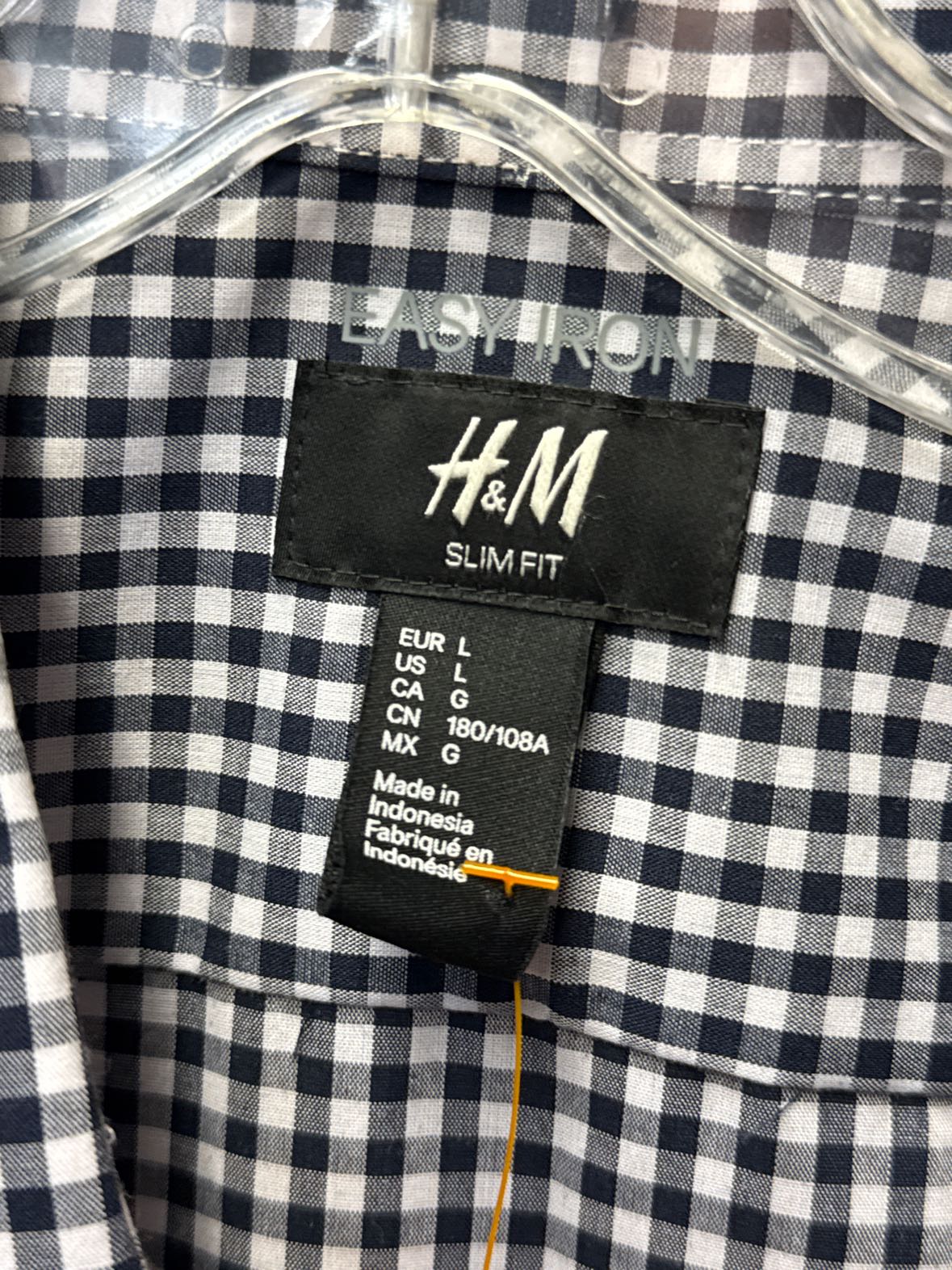 H&M Men's Size L Black & White Plaid Shirt