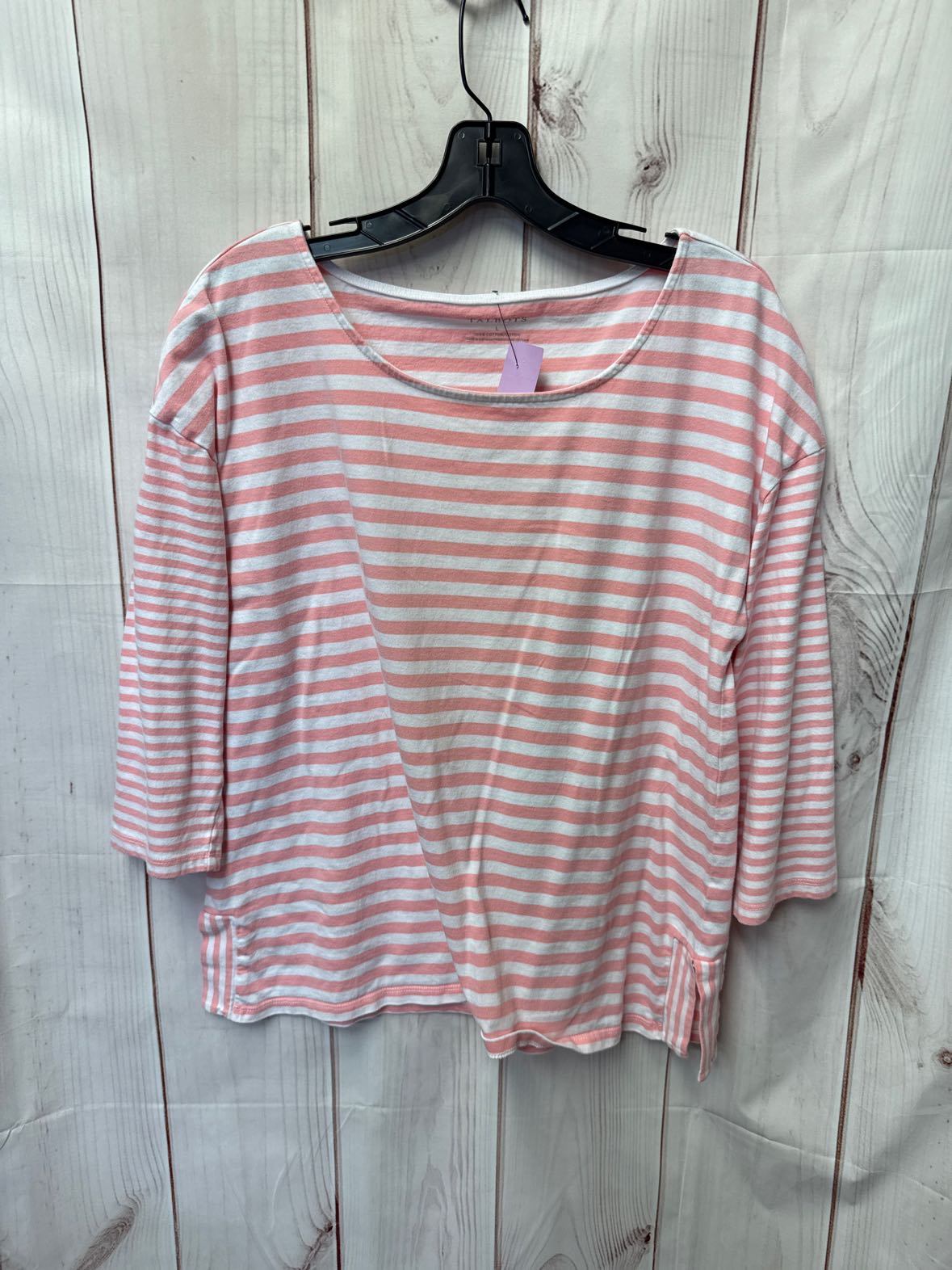 Talbots Women's Size L White & Pink 3/4 Sleeve Top