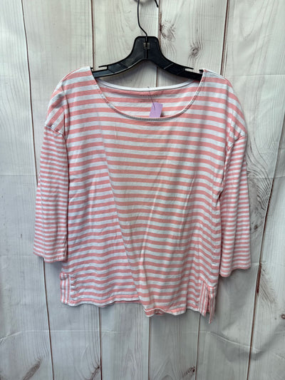 Talbots Women's Size L White & Pink 3/4 Sleeve Top