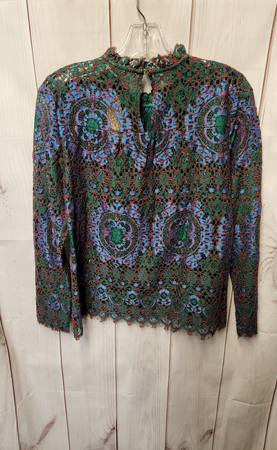 The Korner Women's Size M Green Lace Long Sleeve Top