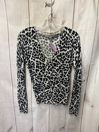 Loft Women's Size S White & Black Cardigan