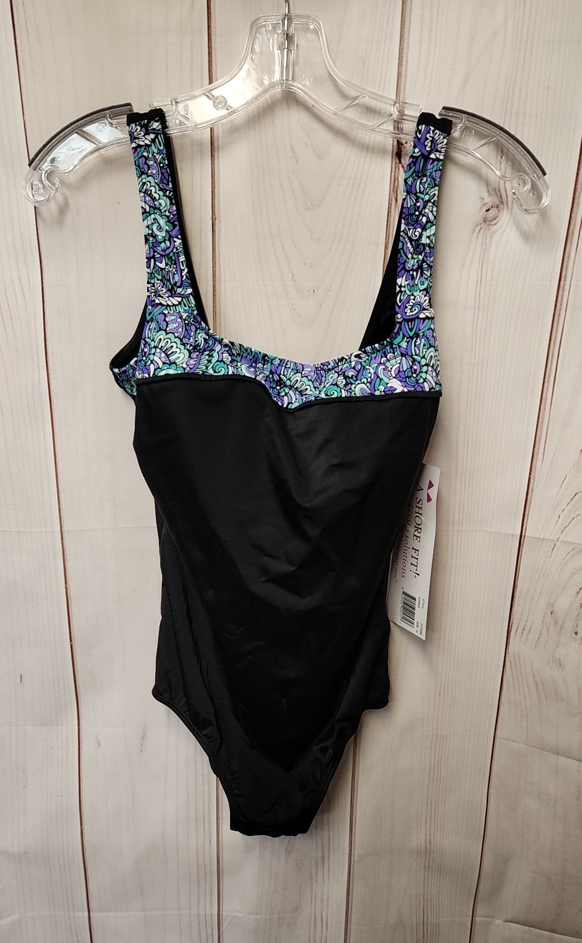 NWT A Shore Fit Women's Size 14 Black Swimsuit