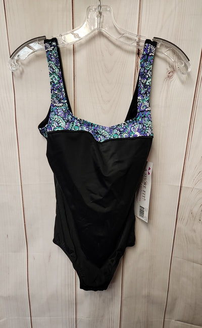 NWT A Shore Fit Women's Size 14 Black Swimsuit