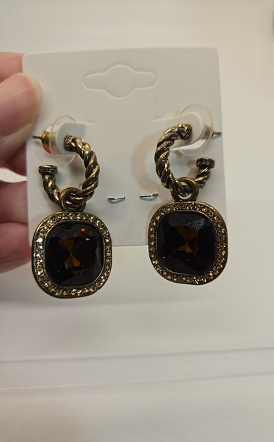 Brown Crystal Earrings