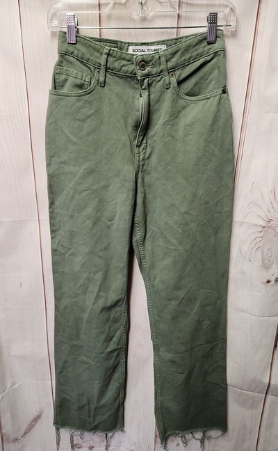 Social Tourist Women's Size 25 (0) Green Jeans Ultra High Rise Straight