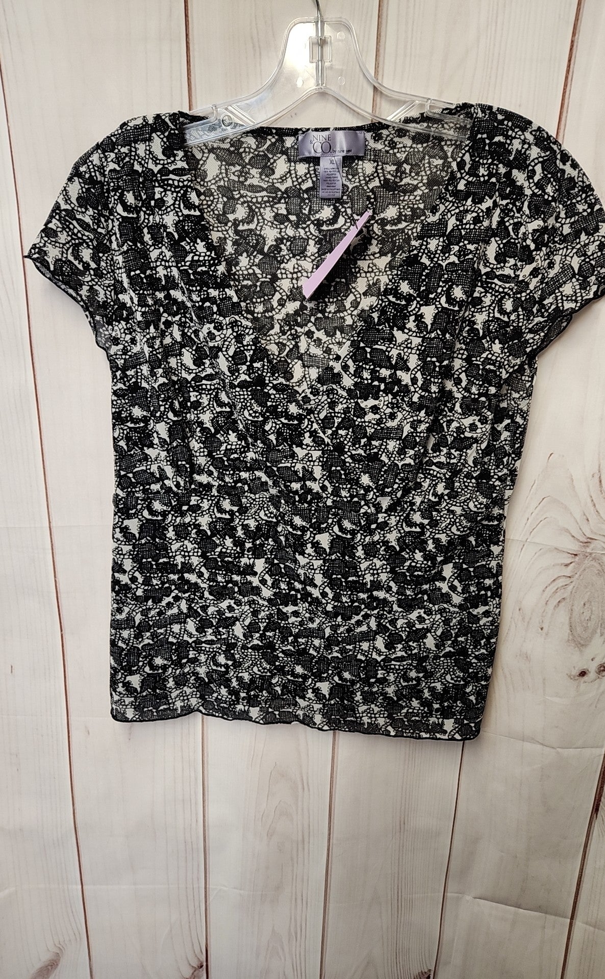 Nine & Co Women's Size XL Black Short Sleeve Top