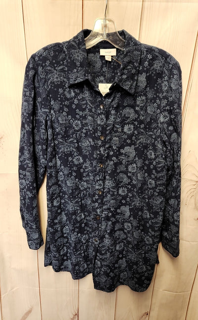 NWT Pure Jill Women's Size XS Blue Floral 3/4 Sleeve Top