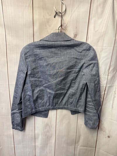 Theory Women's Size Petite Blue Linen Blend Cardigan