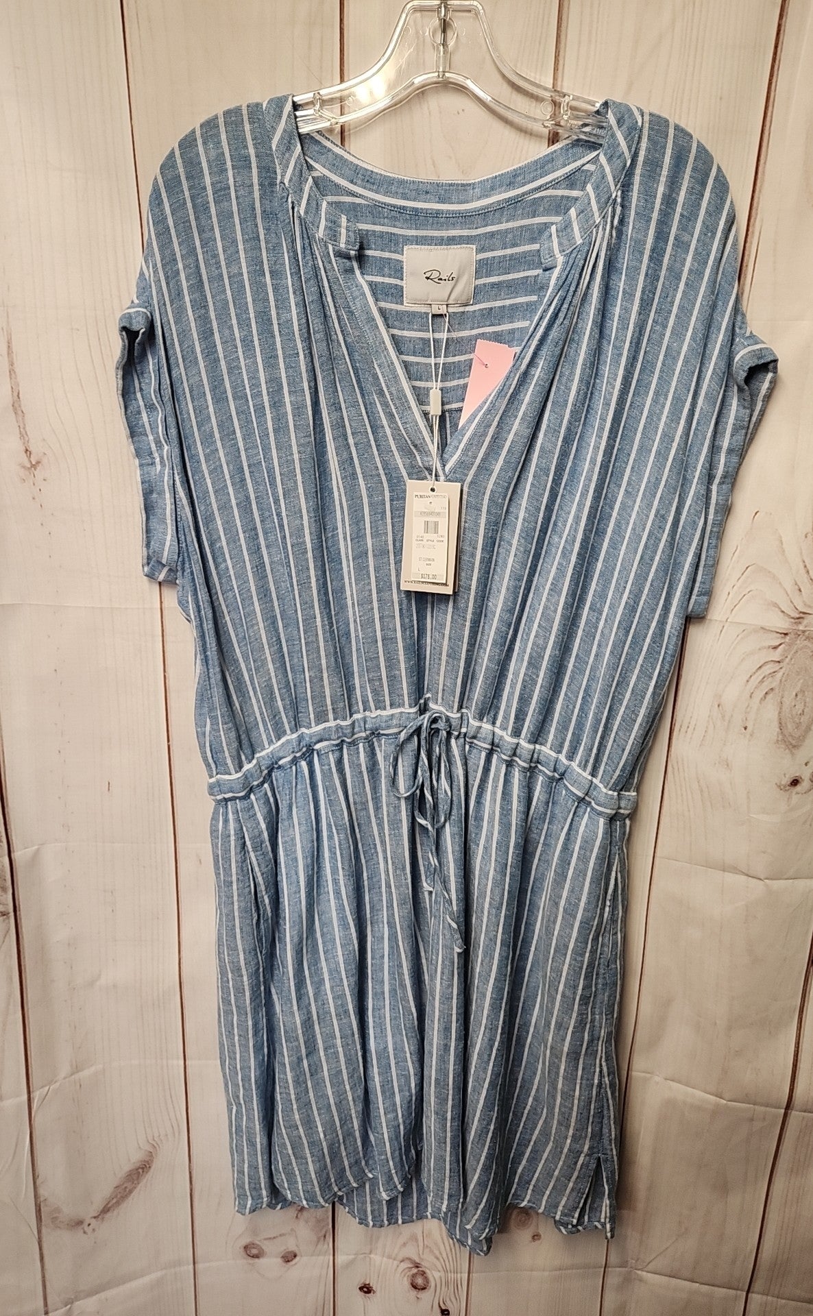 NWT Rails Women's Size L Blue Linen Blend Dress