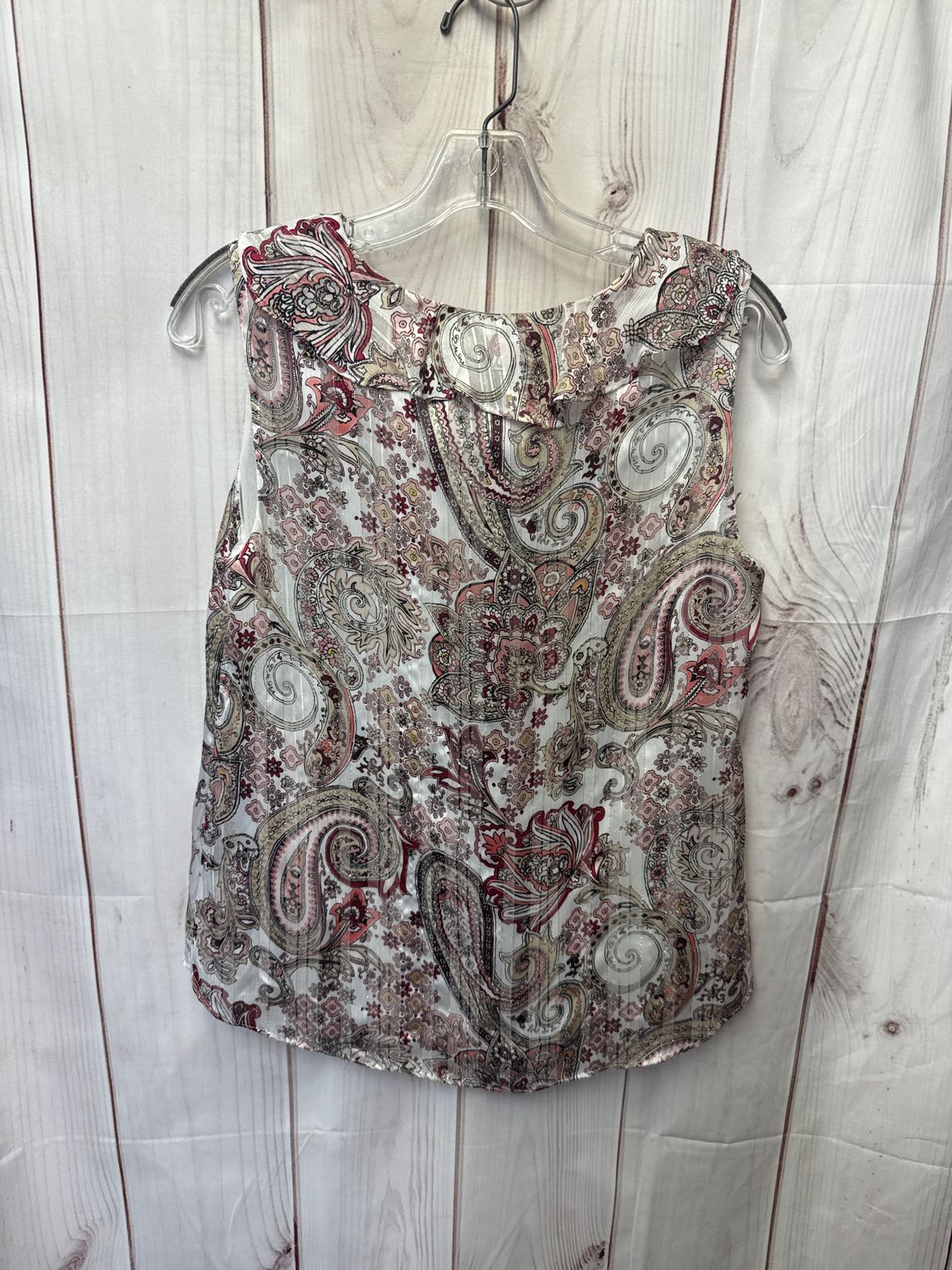 White House Black Market Women's Size 6 White & Pink Sleeveless Top